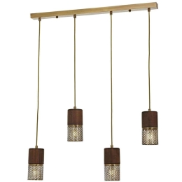 Φωτιστικό Οροφής - Ράγα 301AUR1236 80x9x110cm 4xE27 60W Walnut-Gold Opviq