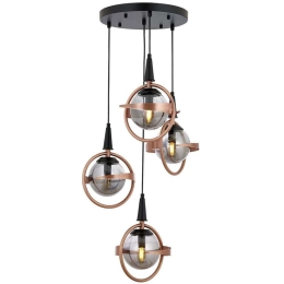 Φωτιστικό Οροφής 301AUR1343 Φ35x100cm 4xE14 40W Black-Copper Opviq