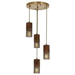 Φωτιστικό Οροφής 301AUR1235 Φ35x100cm 4xE27 60W Walnut-Gold Opviq