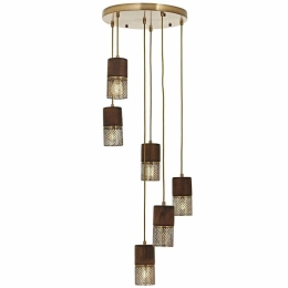 Φωτιστικό Οροφής 301AUR1237 Φ40x140cm 6xE27 60W Walnut-Gold Opviq