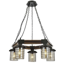 Φωτιστικό Οροφής 683AVN1404 Φ50x80cm 5xE27 60W Black-Oak Opviq