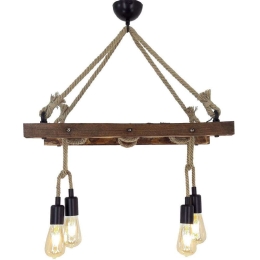 Φωτιστικό Οροφής Merdiven 806ALD1492 60x34x80cm 4xE27 40W Walnut-Black Opviq