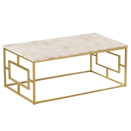 Τραπέζι Σαλονιού 956LCS1221 105x60x40cm Marble Effect White-Gold