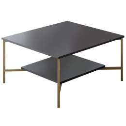 Τραπέζι Σαλονιού Line 618BLY1151 80x80x40cm Anthracite-Gold