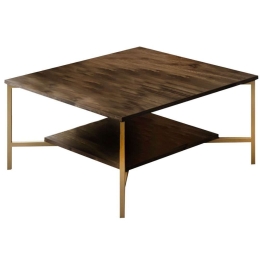 Τραπέζι Σαλονιού Line 618BLY1153 80x80x40cm Walnut-Gold