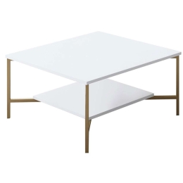 Τραπέζι Σαλονιού Line 618BLY1152 80x80x40cm White-Gold