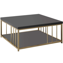 Τραπέζι Σαλονιού Zenn 618BLY1133 90x90x40cm Anthracite-Gold