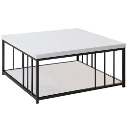 Τραπέζι Σαλονιού Zenn 618BLY1137 90x90x40cm White-Black