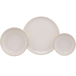 Σερβίτσιο Πιάτα Φαγητού (Σετ 18Τμχ) 710KTP3603 Cream-Gold Hermia 18 τμχ Πορσελάνη