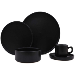 Σερβίτσιο Πιάτα Φαγητού (Σετ 20Τμχ) 275KRM1611 Matte Black Hermia 20 τμχ Κεραμικό