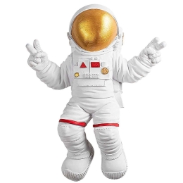 Διακοσμητικό Τοίχου Peace Sign Astronaut 565TNL1171 35x10x47cm White-Gold Wallity Πολυέστερ