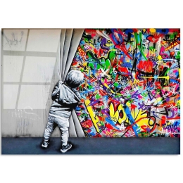 Πίνακας Γυάλινος 123BZM2274 100x70cm Multi Wallity Οριζόντιοι Γυαλί