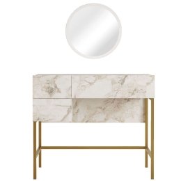 Τουαλέτα Με Καθρέπτη 956LCS3202 88x43,6x76,7/40x45cm Marble Effect White-Gold