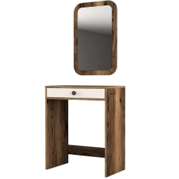 Τουαλέτα Με Καθρέπτη Lizbon 845HCT5374 70x40x84,7/51x2x76,5cm Walnut-Cream