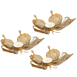 Κηροπήγιο Για Ρεσώ Papilio (Σετ 3Τμχ) 620ATP1109 22x18/16x9/16x13cm Gold Aberto Design Ατσάλι
