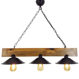 Φωτιστικό Οροφής - Ράγα 806ALD1512 80x22x65cm 3xE27 40W Walnut-Black Opviq