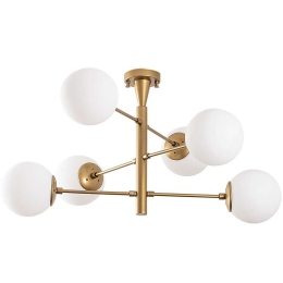 Φωτιστικό Οροφής - Πλαφονιέρα Arge 942FLG2509 75x75x40cm 6xE14 40W Gold Opviq