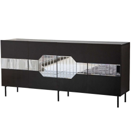 Μπουφές Milan 552NOS1806 180x40x80cm Black-Fume Μοριοσανίδα, Μελαμίνη