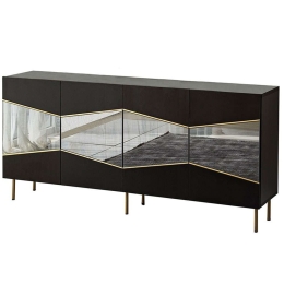 Μπουφές Nice 552NOS1807 180x40x80cm Black-Fume Μοριοσανίδα, Μελαμίνη