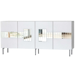 Μπουφές Paris 552NOS1803 180x40x80cm White-Silver Μοριοσανίδα, Μελαμίνη