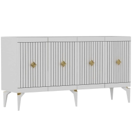 Μπουφές Midas 475OLV1752 150x40x79cm White-Gold Μοριοσανίδα, Μελαμίνη
