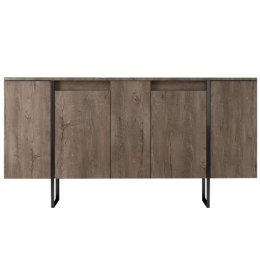 Μπουφές Luxe 618BLY1177 160x35x80cm Walnut-Black Μελαμίνη,Μέταλλο