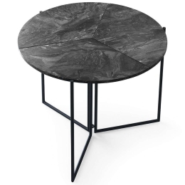 Τραπέζι Αναδιπλούμενο Yaprak 974NMB1163 Φ100x72cm Marble Effect Anthracite Melamine, Metal