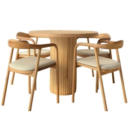 Τραπεζαρία Albero97 (Σετ 5Τμχ) 117FRF1196 80x76x80cm Natural 4 Θέσεων Mdf,Ξύλο