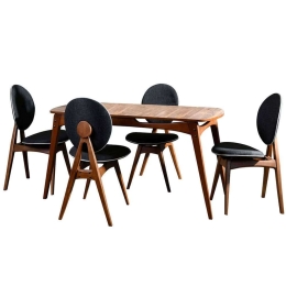 Τραπεζαρία Touch (Σετ 5Τμχ) 998VOW2130 160x80x75cm Walnut-Anthracite 4 Θέσεων Ξύλο,Ύφασμα