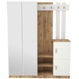 Έπιπλο Εισόδου 956LCS2807 147,2x37,5x179,7cm Oak-White Μοριοσανίδα, Μελαμίνη