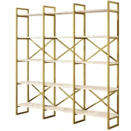 Βιβλιοθήκη 956LCS1424 170x30x175cm Marble Effect White-Gold