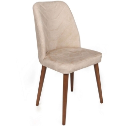 Καρέκλα Dallas (Σετ 2Τμχ) 974NMB1657 50x49x90cm Beige-Walnut Μέταλλο,Βελούδο,Ξύλο