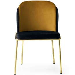 Καρέκλα Dore (Σετ 4Τμχ) 974NMB1172 54x55x86cm Black-Gold Βελούδο, Μέταλλο