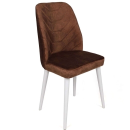 Καρέκλα Dallas (Σετ 4Τμχ) 974NMB1589 50x49x90cm Brown-White Μέταλλο,Βελούδο,Ξύλο