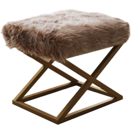 Σκαμπό Capraz Plush 383EVN1122 50x40x42cm Gold-Brown