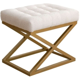 Σκαμπό Altin Capraz 383EVN1157 50x40x42cm Cream-Gold