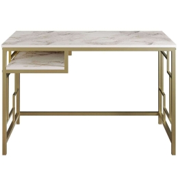 Γραφείο Victory 541HDL1120 120x60x75cm Marble Effect White-Gold