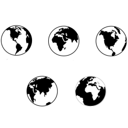 Διακοσμητικό Τοίχου World Map (Σετ 5Τμχ) 899SKL2606 50x50cm BlackWallity Μέταλλο