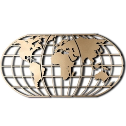 Διακοσμητικό Τοίχου World Map Globe - 805BSG1144 60x120cm Gold Wallity Μέταλλο