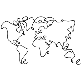 Διακοσμητικό Τοίχου World Map 930DYU1159 120x1,5x70cm Black Wallity Μέταλλο