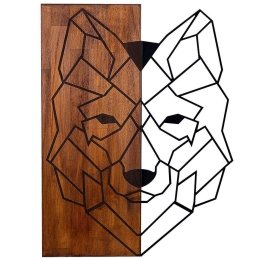 Διακοσμητικό Τοίχου Wolf 899SKL1206 45,5x58cm Black-Walnut Wallity Μέταλλο,Ξύλο