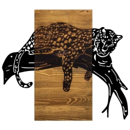 Διακοσμητικό Τοίχου Leopard 899SKL2182 66x3x58cm Black-Walnut Wallity Μέταλλο,Ξύλο