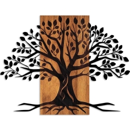 Διακοσμητικό Τοίχου Willow 899SKL2463 58x80cm Black-Walnut Wallity Μέταλλο,Ξύλο