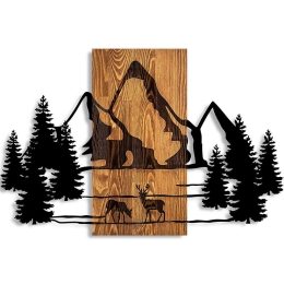 Διακοσμητικό Τοίχου Natural Habitat 899SKL2622 57x88cm Black-Walnut Wallity Μέταλλο,Ξύλο