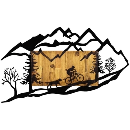 Διακοσμητικό Τοίχου Riding In Nature 899SKL2176 110x3x65cm Black-Walnut Wallity Μέταλλο,Ξύλο