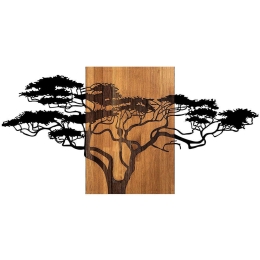Διακοσμητικό Τοίχου Acacia Tree 899SKL2316 144x3x70cm Black-Walnut Wallity Μέταλλο,Ξύλο