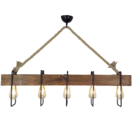 Φωτιστικό Οροφής - Ράγα Demir 806ALD1463 100x11x55cm 5xE27 40W Walnut-Black Opviq