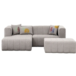Καναπές Γωνιακός (Αριστερή Γωνία) Beyza Mini 825BLC2896 238x160x73cm Light Grey