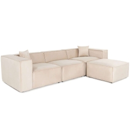 Καναπές Γωνιακός Lora 560ARE1939 303x193x65cm Cream