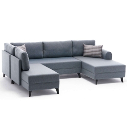 Καναπές - Κρεβάτι Γωνιακός Belen 825BLC2536 300x202x78cm Blue